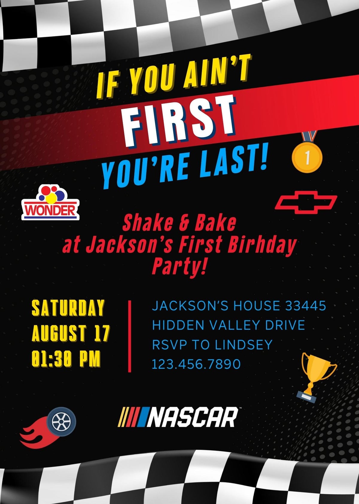 Nascar Ricky Bobby customizable invitation template | Share or Print | boy | FX762