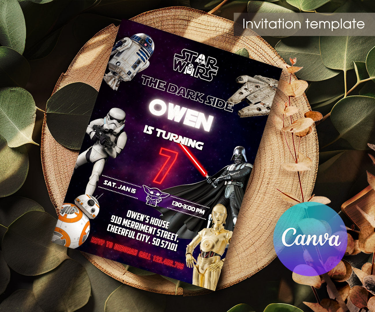 Star Wars Darth Vader customizable invitation template | Share or Print | boy | GS599