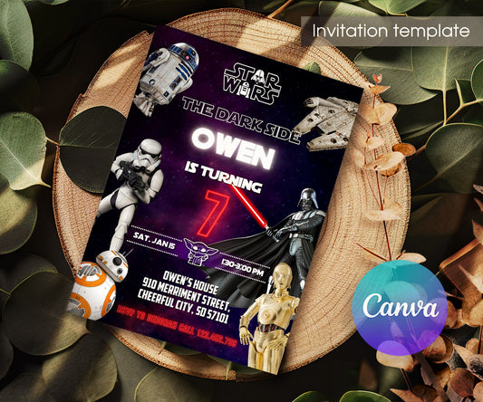Star Wars Darth Vader customizable invitation template | Share or Print | boy | GS599