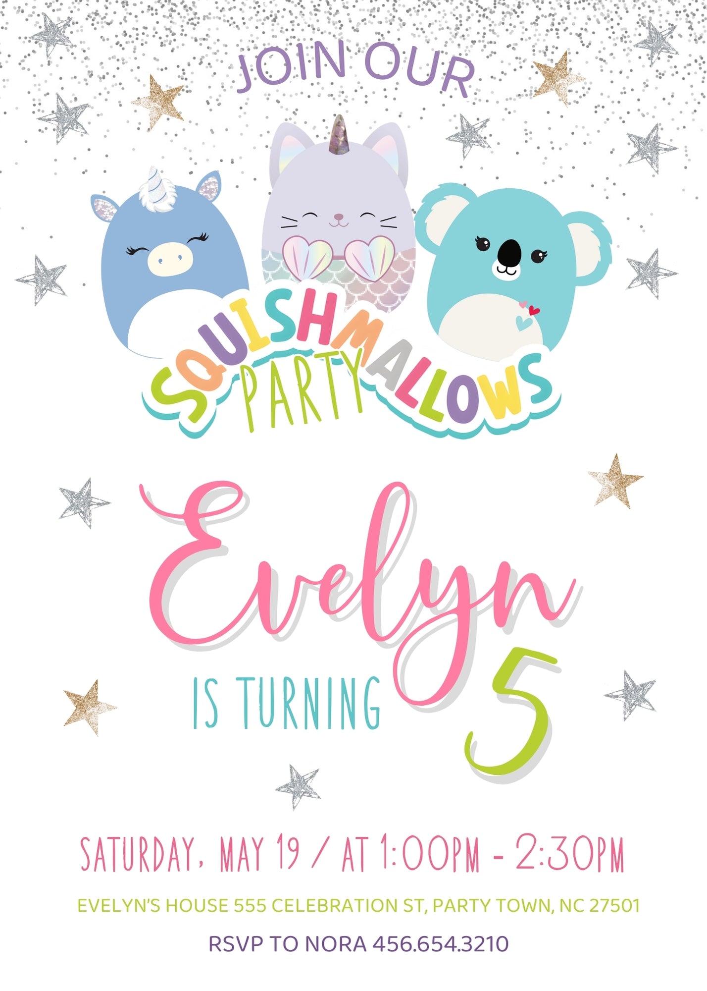 Squishmallows customizable invitation template | Share or Print | TU475