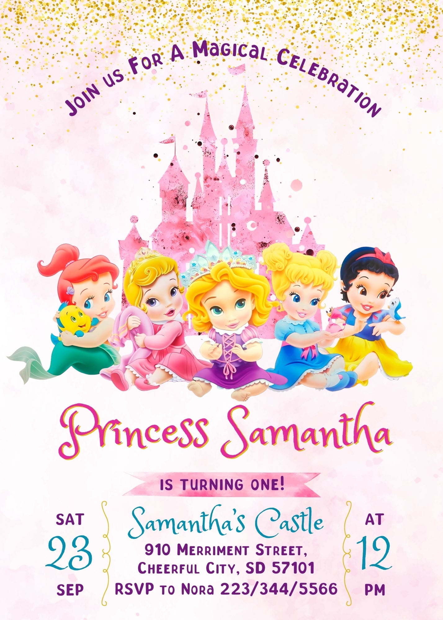 Disney Princess customizable invitation template | Share or Print | girl | GS955