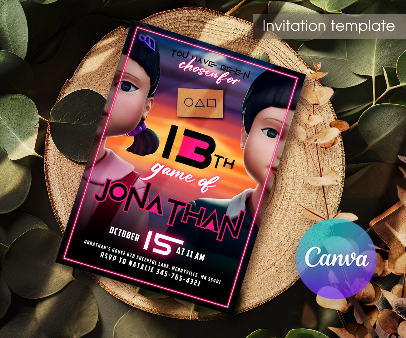 Squid Game customizable invitation template | Share or Print | AF317