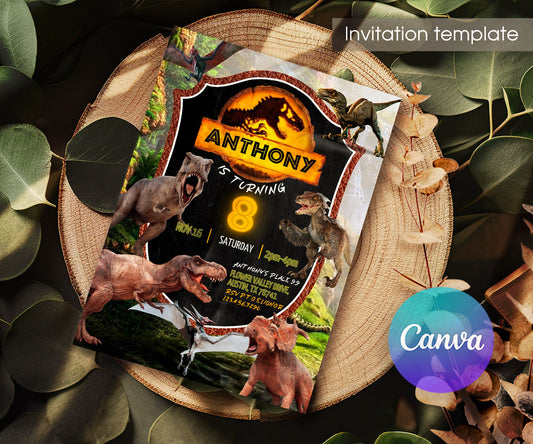 Jurassic Park Dinosaur customizable invitation template | Share or Print | ZV726