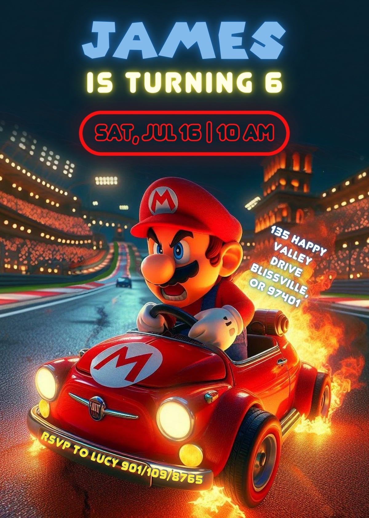 Mario Kart Gamer customizable invitation template | Share or Print | boy | LV232