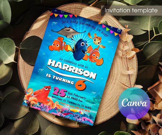 Finding Nemo customizable invitation template | Share or Print | SK247