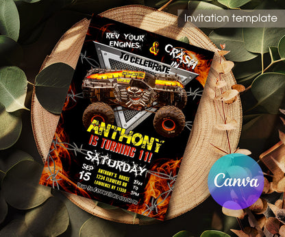 Max-D Monster Jam Truck customizable invitation template | Share or Print | boy | JU217