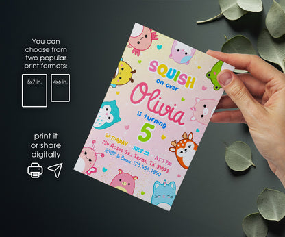 Squishmallows customizable invitation template | Share or Print | CF346