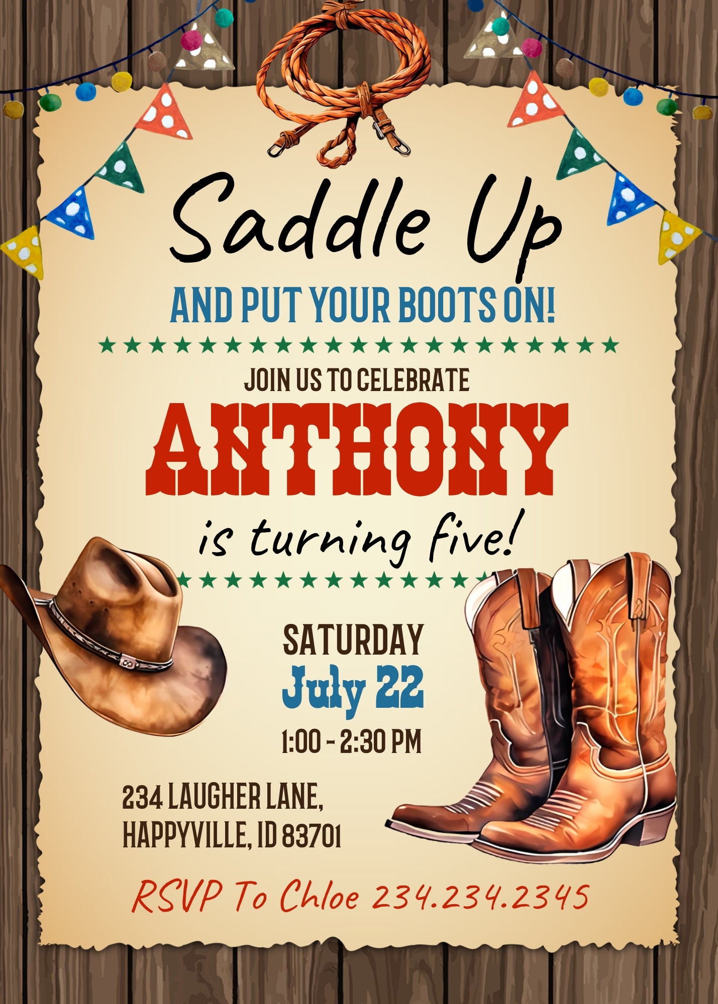 Cowboy Rodeo customizable invitation template | Share or Print | boy | OC726