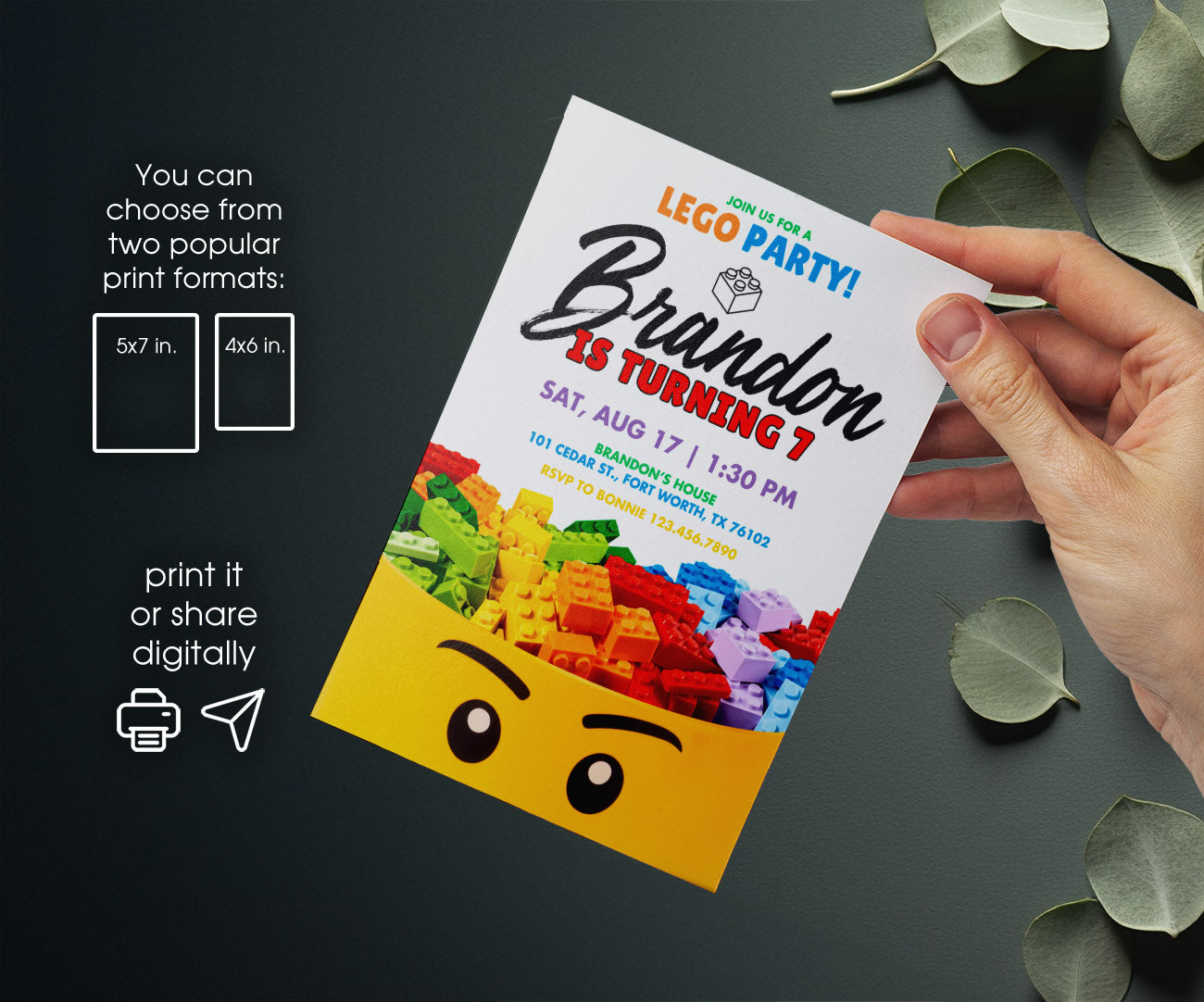Lego customizable invitation template | Share or Print | FN800