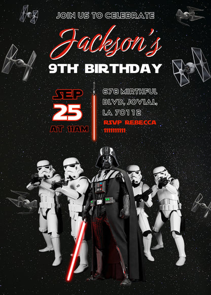 Star Wars Darth Vader customizable invitation template | Share or Print | boy | TF774