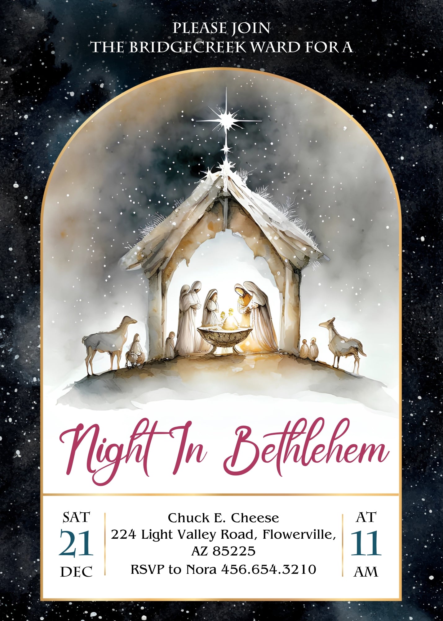 A Night In Bethlehem customizable invitation template | Share or Print | JF965