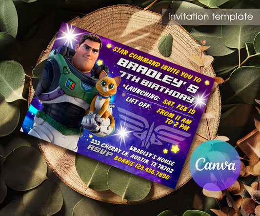 Buzz Lightyear Toy Story customizable invitation template | Share or Print | boy | BN285