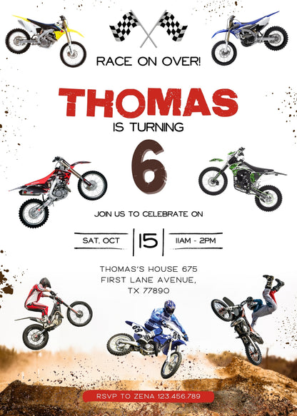 Motocross Extreme customizable invitation template | Share or Print | GJ650