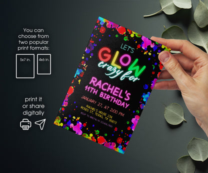 Lets Glow Crazy customizable invitation template | Share or Print | TI365