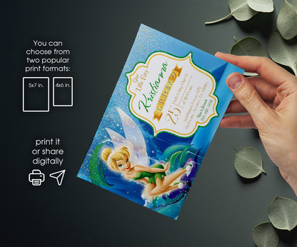 Tinker Bell Fairy Princess customizable invitation template | Share or Print | girl | RL105