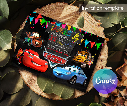 Cars Lightning McQueen customizable invitation template | Share or Print | boy | GX595
