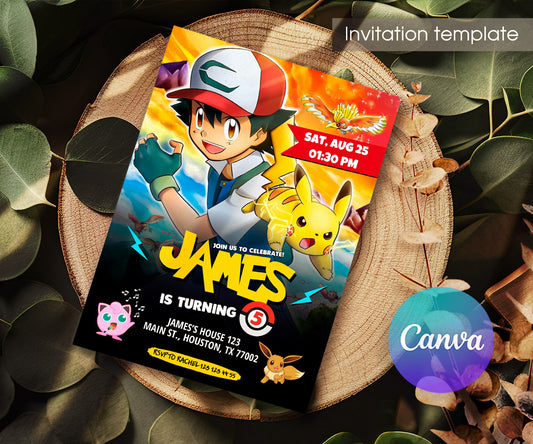 Pokemon Pikachu customizable invitation template | Share or Print | II561