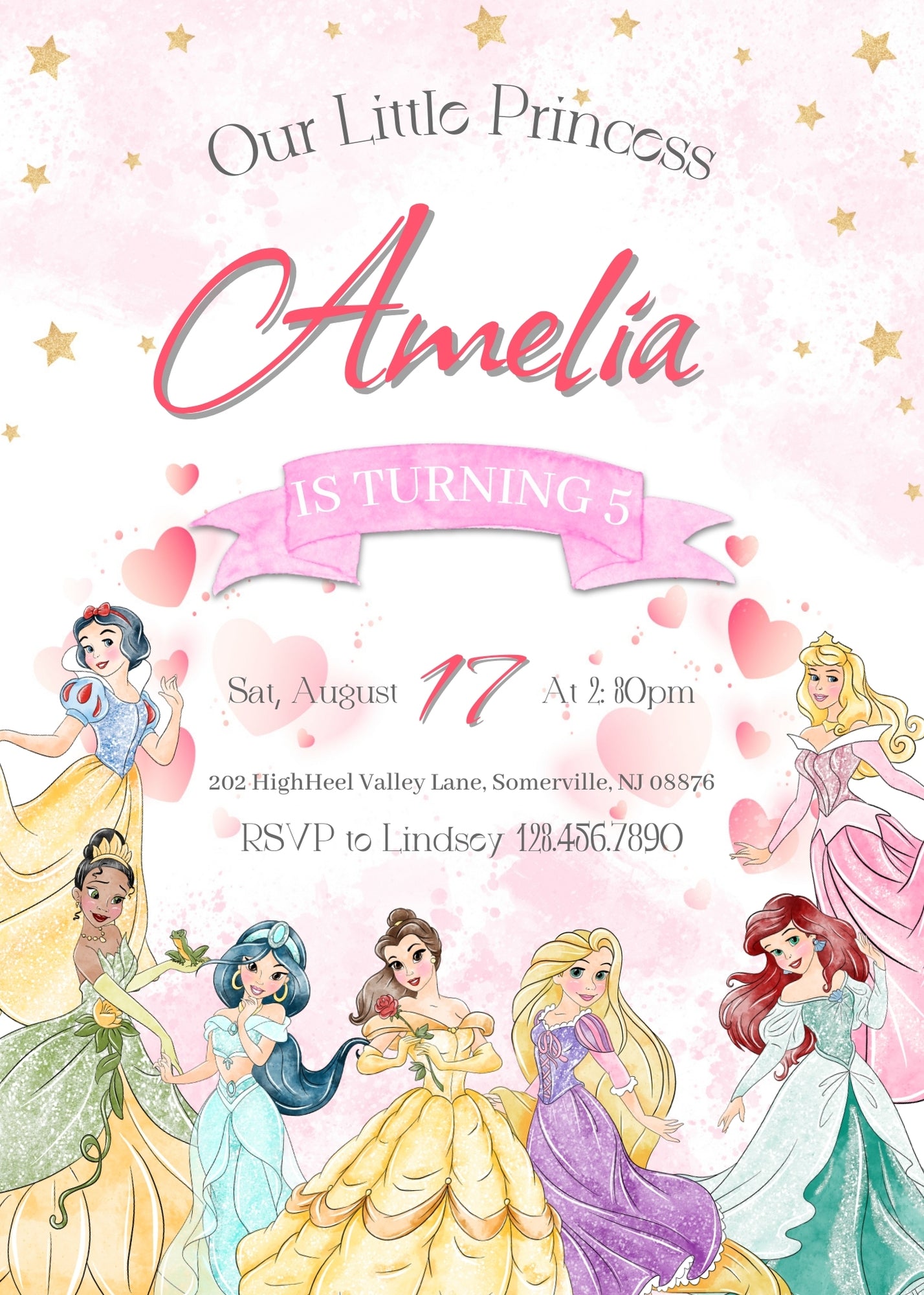 Disney Princess customizable invitation template | Share or Print | girl | AB182