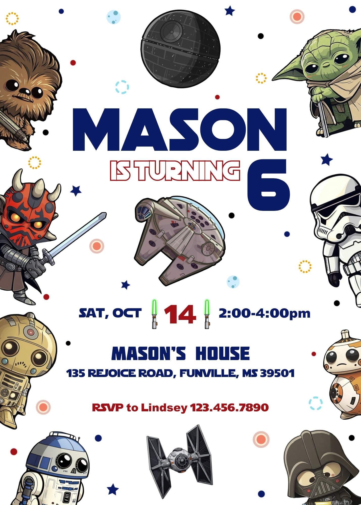 Star Wars Darth Vader customizable invitation template | Share or Print | boy | RY081