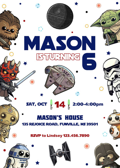 Star Wars Darth Vader customizable invitation template | Share or Print | boy | RY081