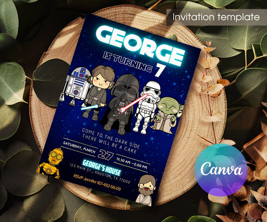 Star Wars Darth Vader customizable invitation template | Share or Print | boy | VL169