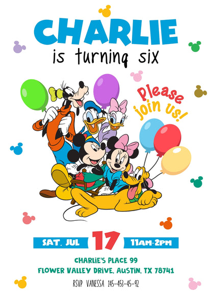 Clubhouse Mickey Mouse customizable invitation template | Share or Print | ED171