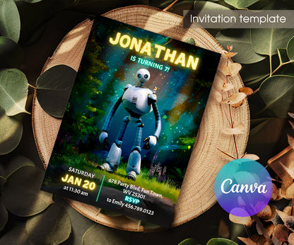Wild Robot Roz customizable invitation template | Share or Print | BR198