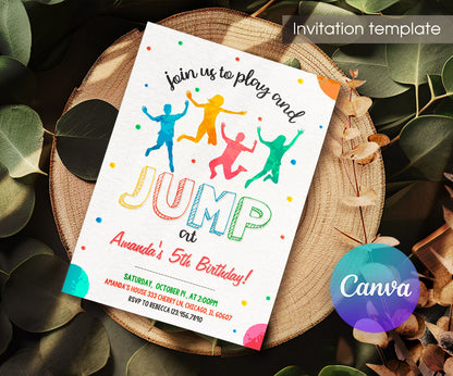 Trampoline Jump Party customizable invitation template | Share or Print | IB543