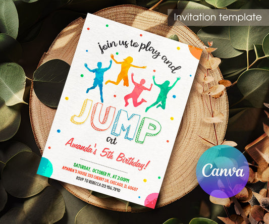 Trampoline Jump Party customizable invitation template | Share or Print | IB543