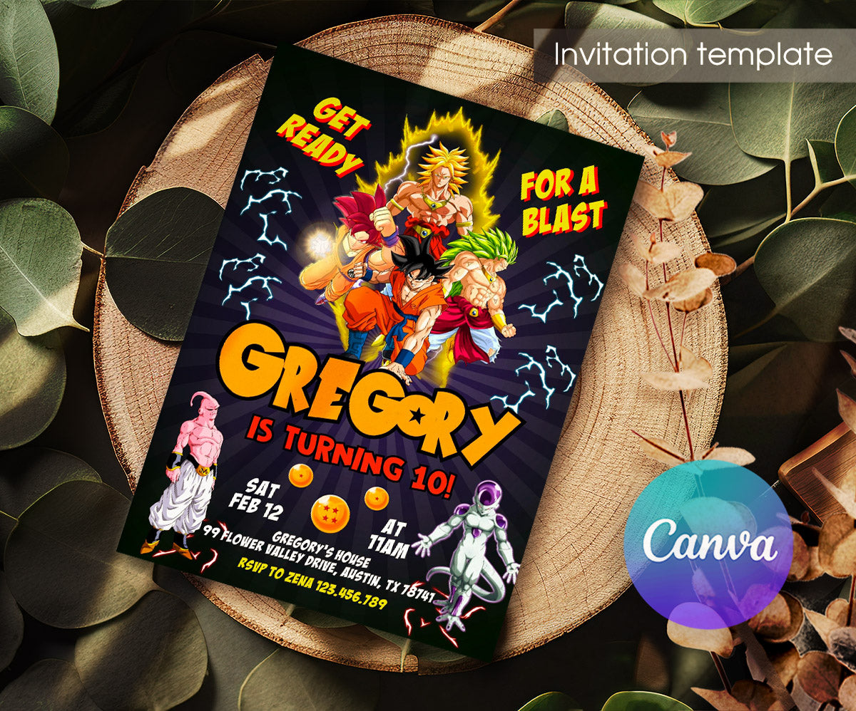 Dragon Ball Z Anime customizable invitation template | Share or Print | boy | LS891