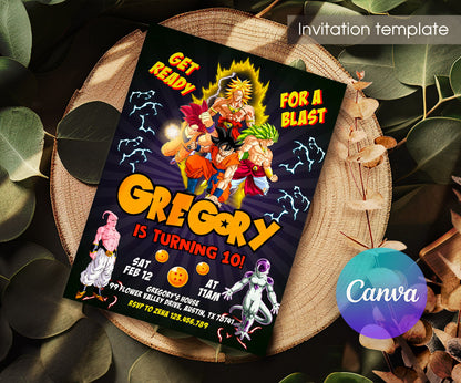 Dragon Ball Z Anime customizable invitation template | Share or Print | boy | LS891