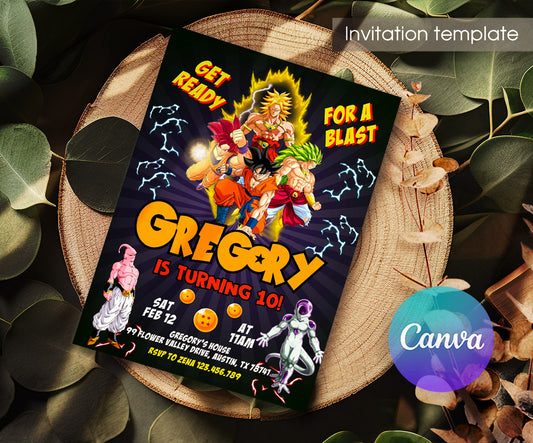 Dragon Ball Z Anime customizable invitation template | Share or Print | boy | LS891