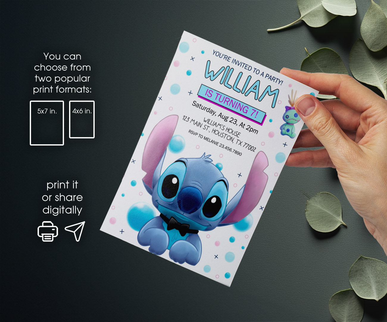 Lilo & Stitch Aloha customizable invitation template | Share or Print | LC615