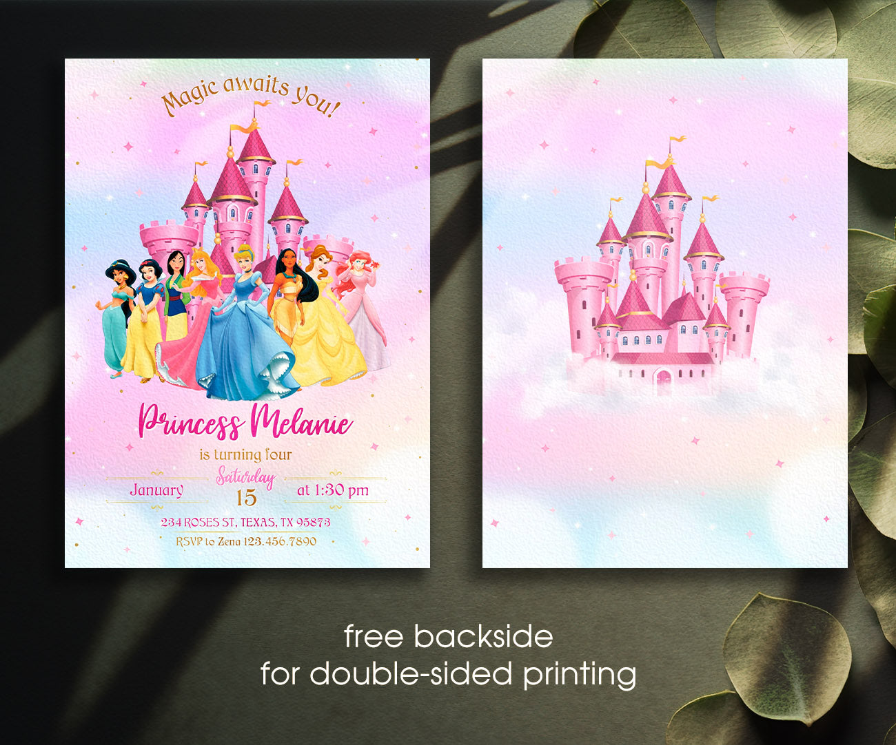 Disney Princess customizable invitation template | Share or Print | girl | DE059