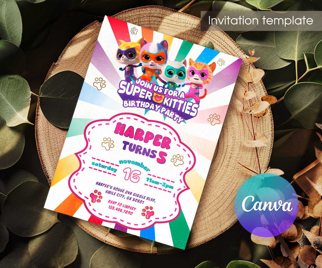 SuperKitties customizable invitation template | Share or Print | SU936