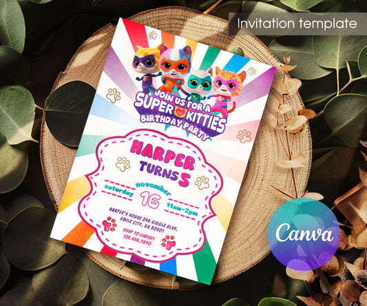 SuperKitties customizable invitation template | Share or Print | SU936