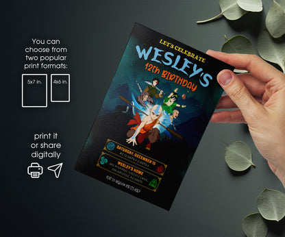Avatar The Last Airbender customizable invitation template | Share or Print | CD403