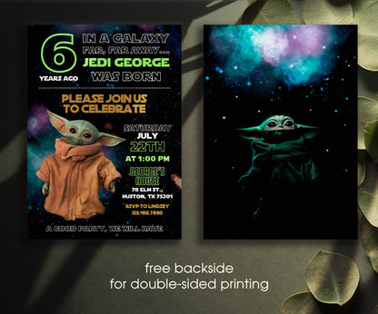 Baby Yoda Grogu Star Wars Mandalorian customizable invitation template | Share or Print | boy | LV095