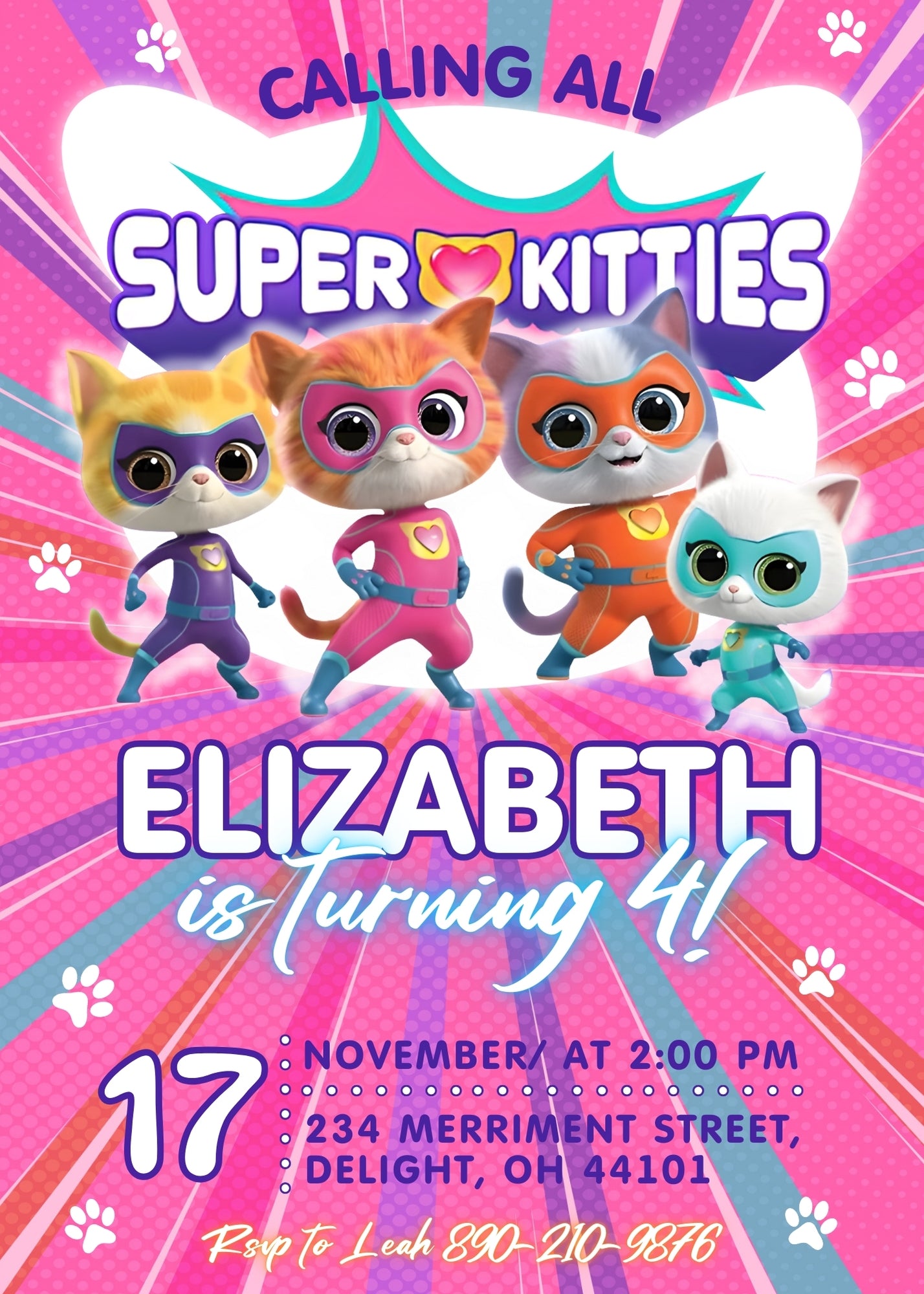 SuperKitties customizable invitation template | Share or Print | KV965
