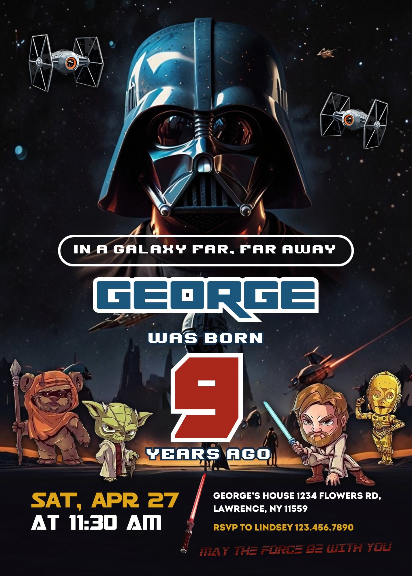 Star Wars Darth Vader customizable invitation template | Share or Print | boy | HH759