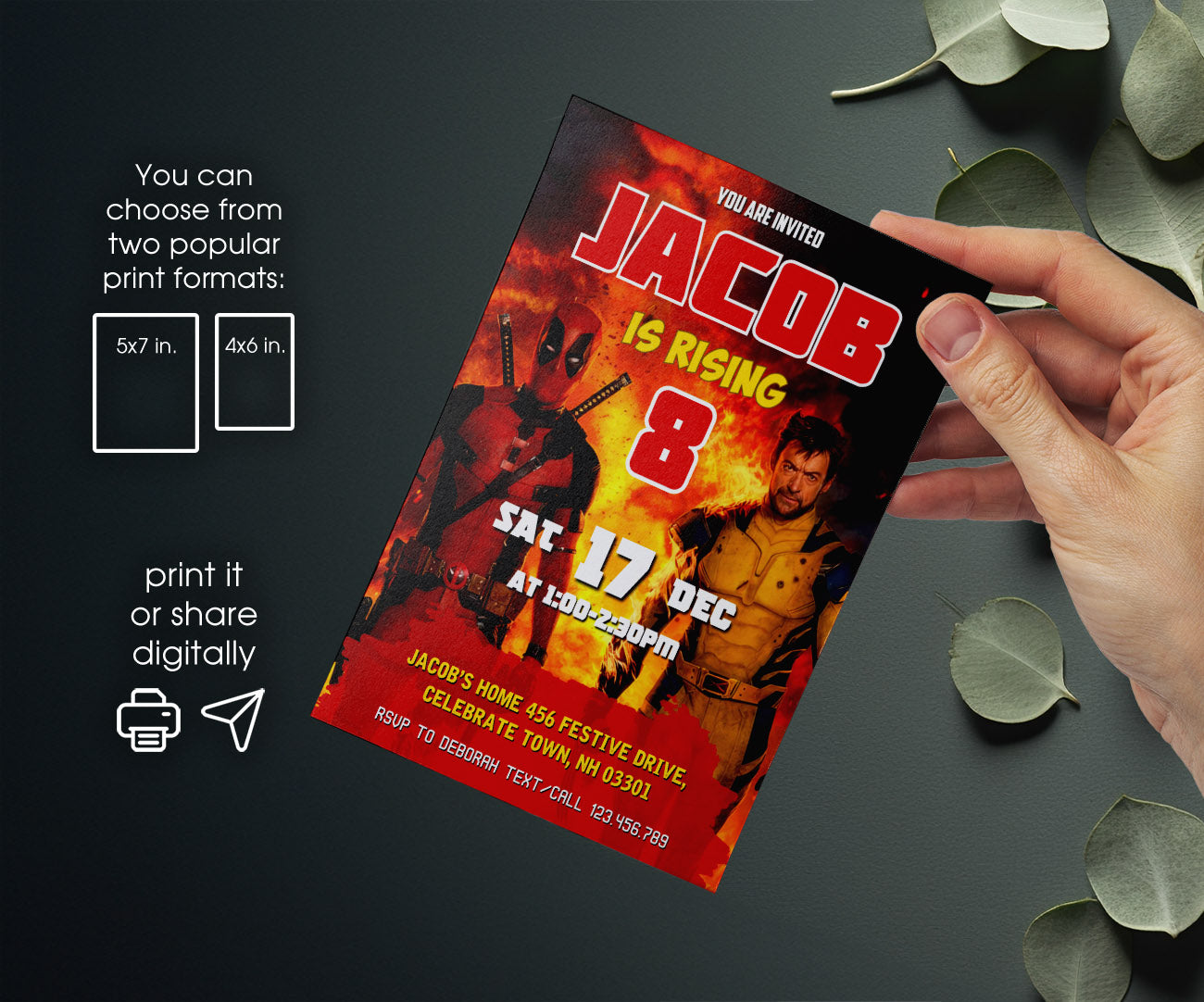 Deadpool Wolverine Marvel customizable invitation template | Share or Print | boy | UR247