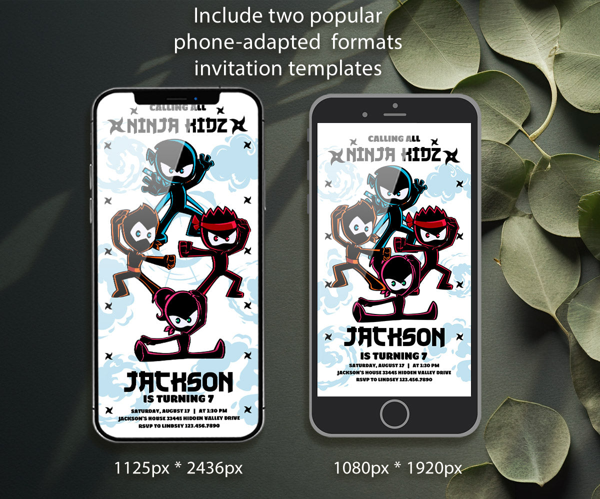 Ninja Kidz TV customizable invitation template | Share or Print | IW719