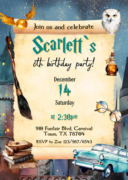 Harry Potter customizable invitation template | Share or Print | RB491