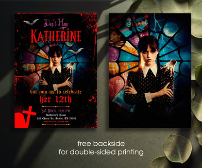 Wednesday Addams customizable invitation template | Share or Print | girl | JL060