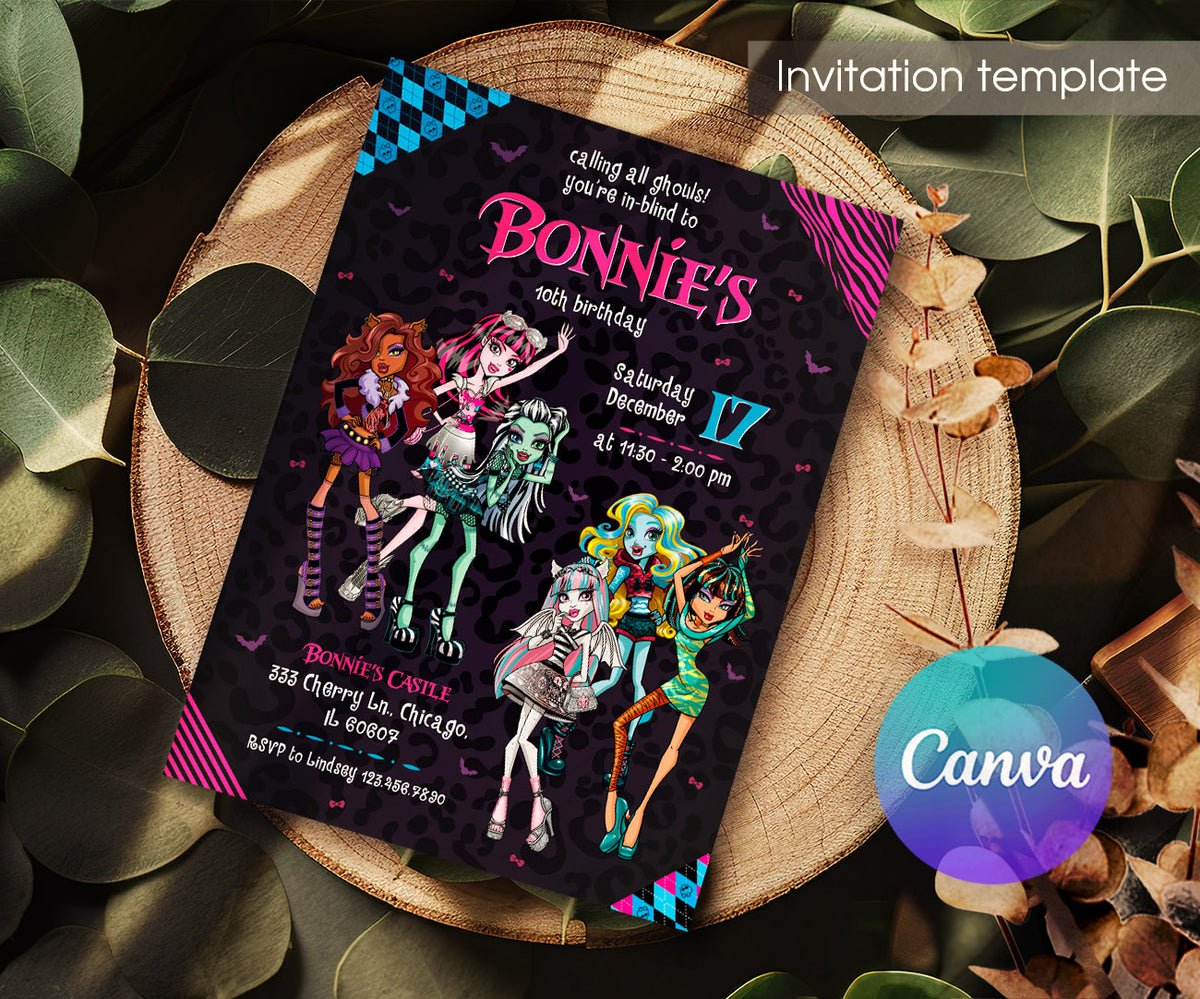 Monster High customizable invitation template | Share or Print | girl | XU971