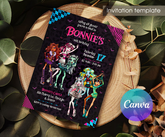 Monster High customizable invitation template | Share or Print | girl | XU971