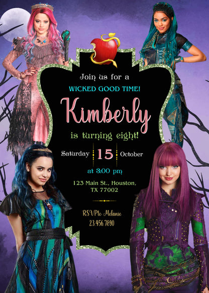 Descendants Disney customizable invitation template | Share or Print | KX124
