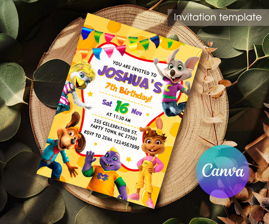 Chuck E. Cheese customizable invitation template | Share or Print | QU709