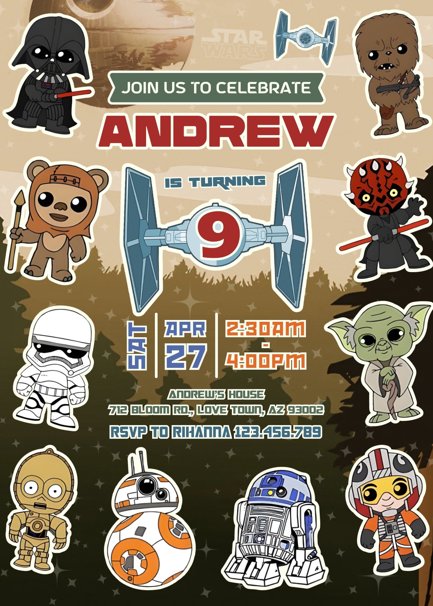 Star Wars Darth Vader customizable invitation template | Share or Print | boy | NM539