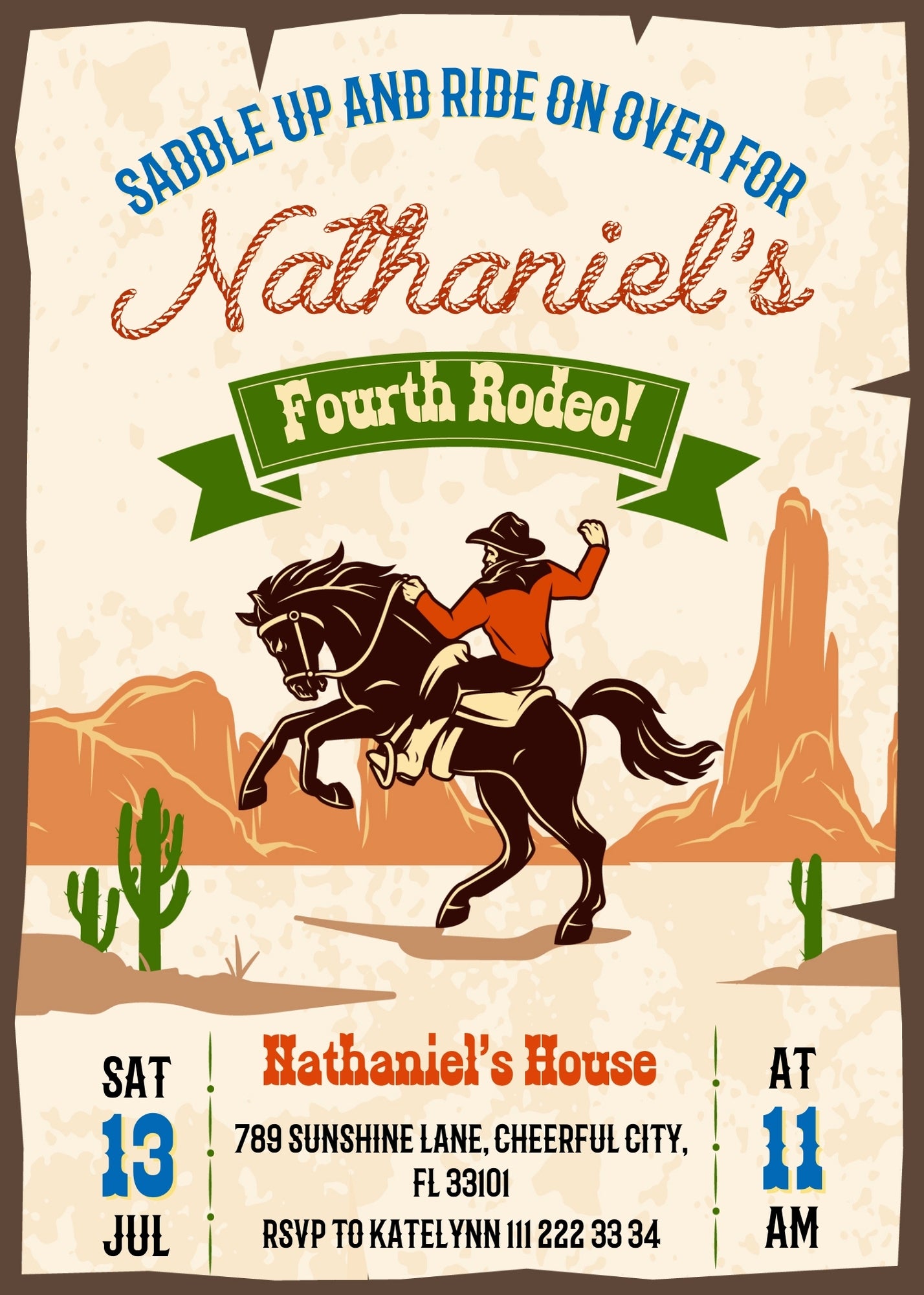 Cowboy Rodeo customizable invitation template | Share or Print | boy | AX931